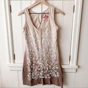 Johnny Was Ombre Embroidered Mini Tank Dress